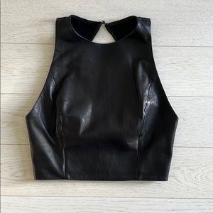 Alice + Olivia leather crop top.